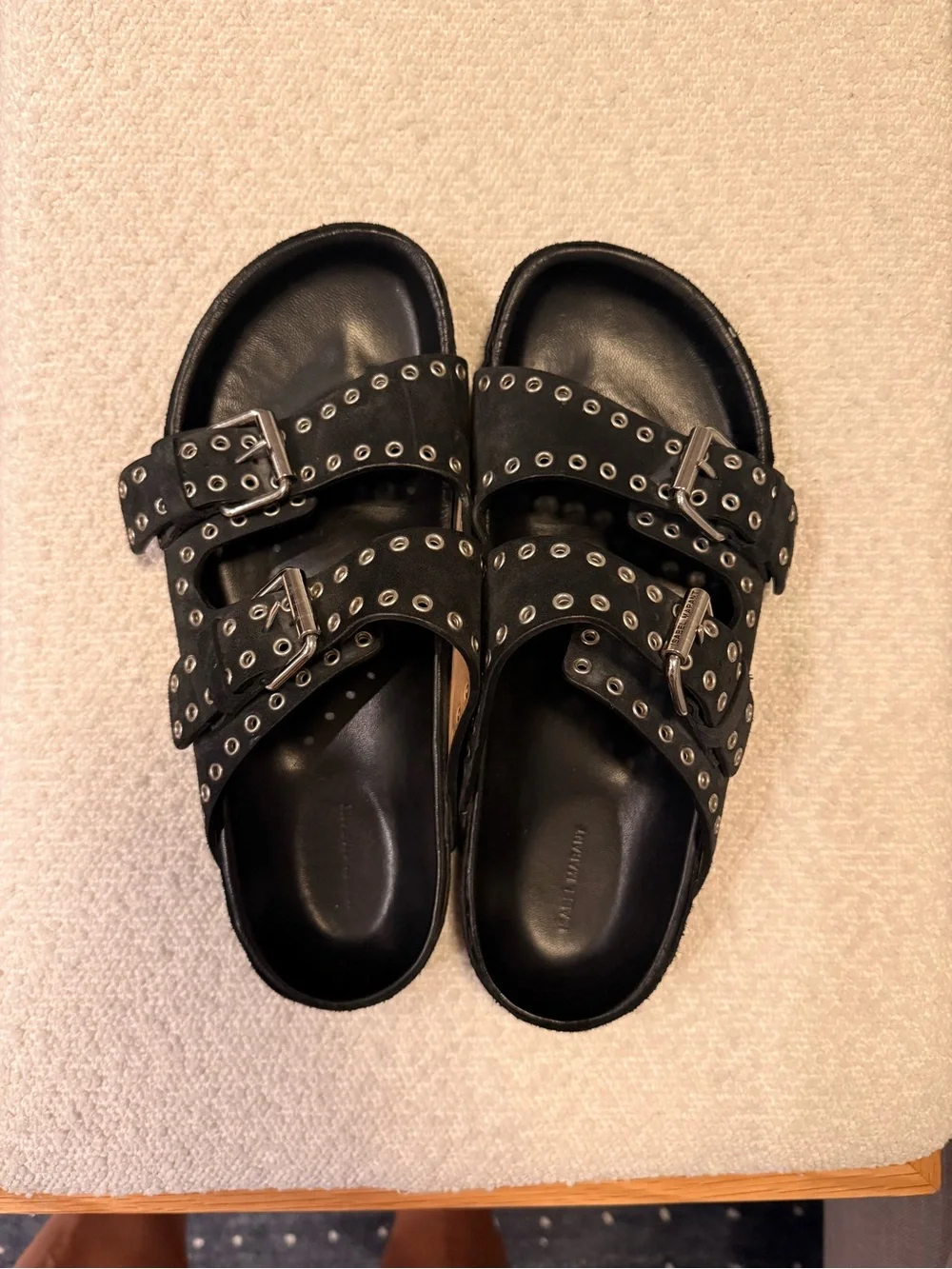 Isabel Marant Lennyo Black Studded Double-Buckle Slide Sandals